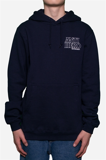 Anti Hero  Hoodie - Lil Outline Embroidery - Navy White