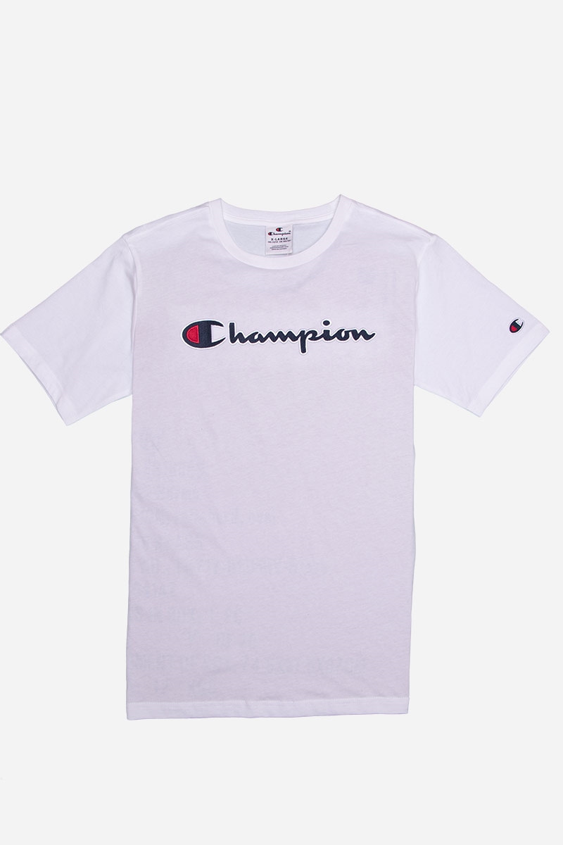 Aftensmad nederdel Specialisere Champion T-shirt Børn - Rochester Logo - White | Nyhed | 8-16 år