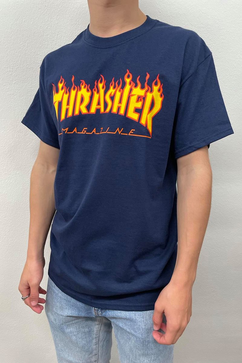 Thrasher T-shirt - Flame - Navy | 6 varianter | Hurtig