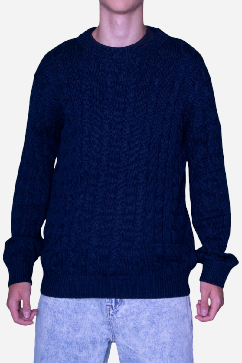 Basic - Cable Knit - Navy