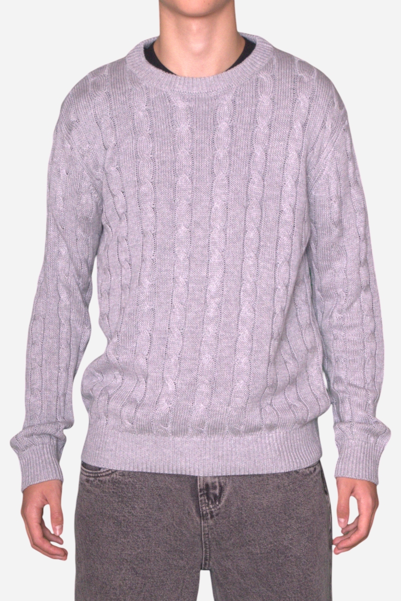 Basic - Cable Knit - Light Grey