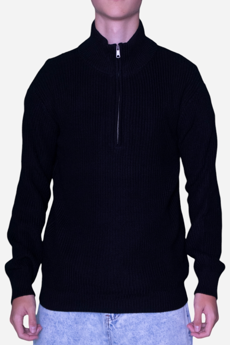 Basic - Half Zip Strik - Black