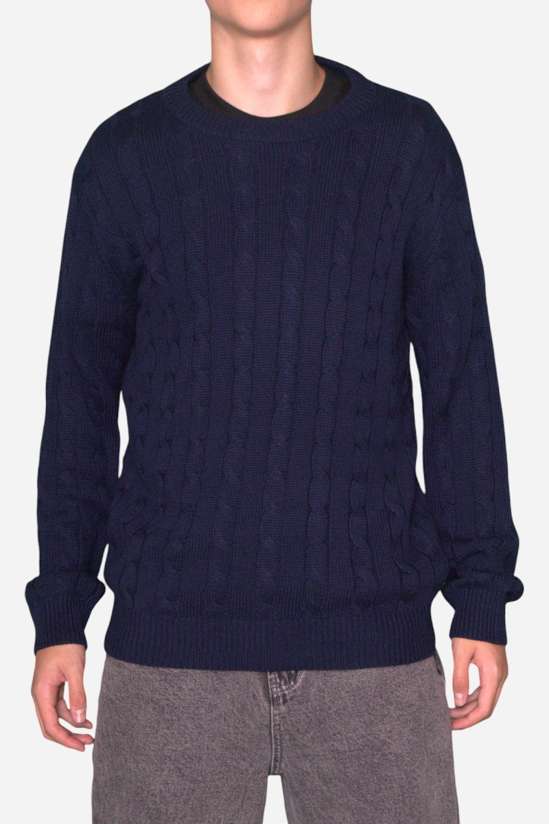 Basic - Cable Knit - Navy