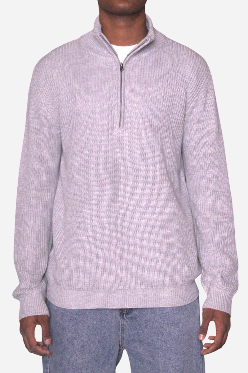 Basic - Half Zip Strik - Light Grey