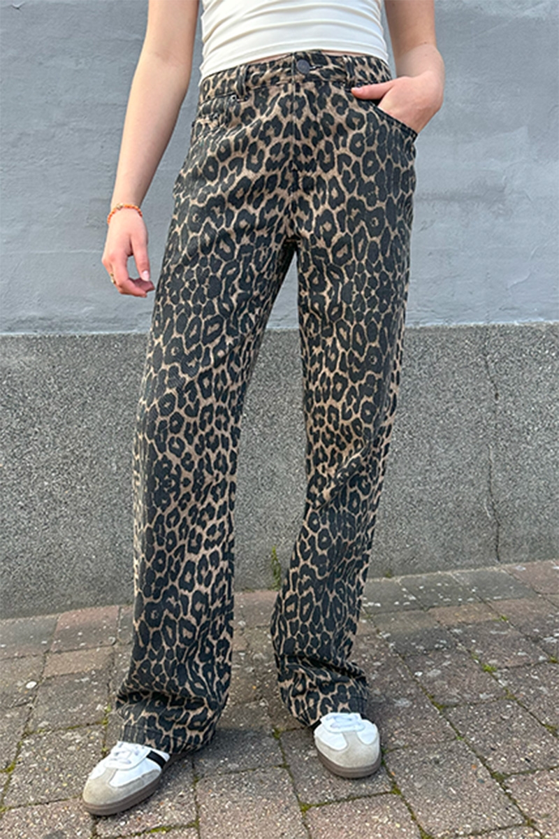 Fraizer - Pige Jeans Lav Talje - Malou - Leopard Print