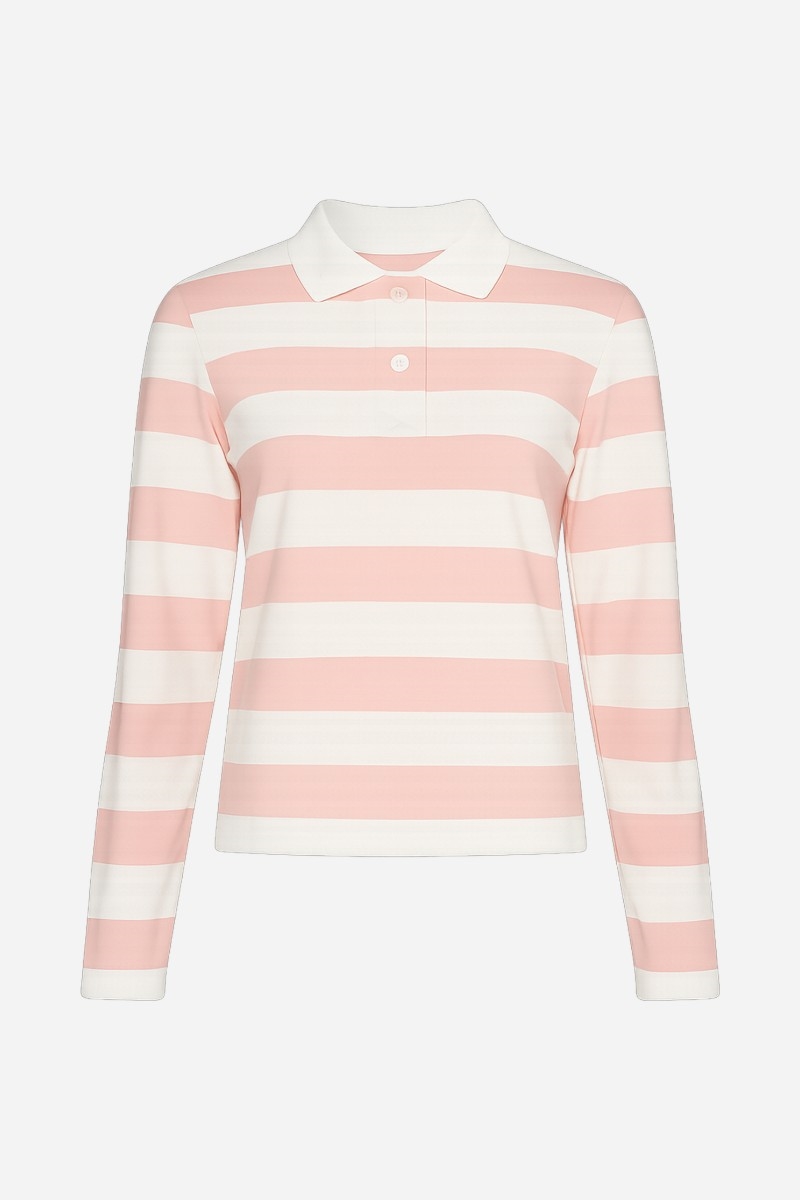 Grunt Ante Stripe LS Polo Tee - Dusty Rose