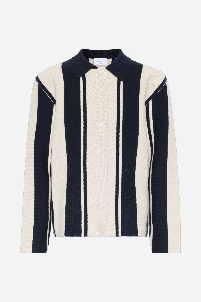 Grunt Baja LS Knit Cardigan - Navy-Sand