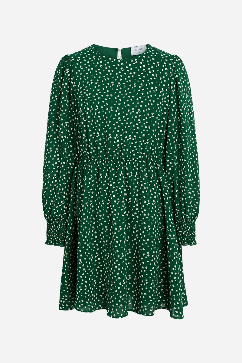 Grunt Kjole - - Green | Blomstret kjole til 8-18 år