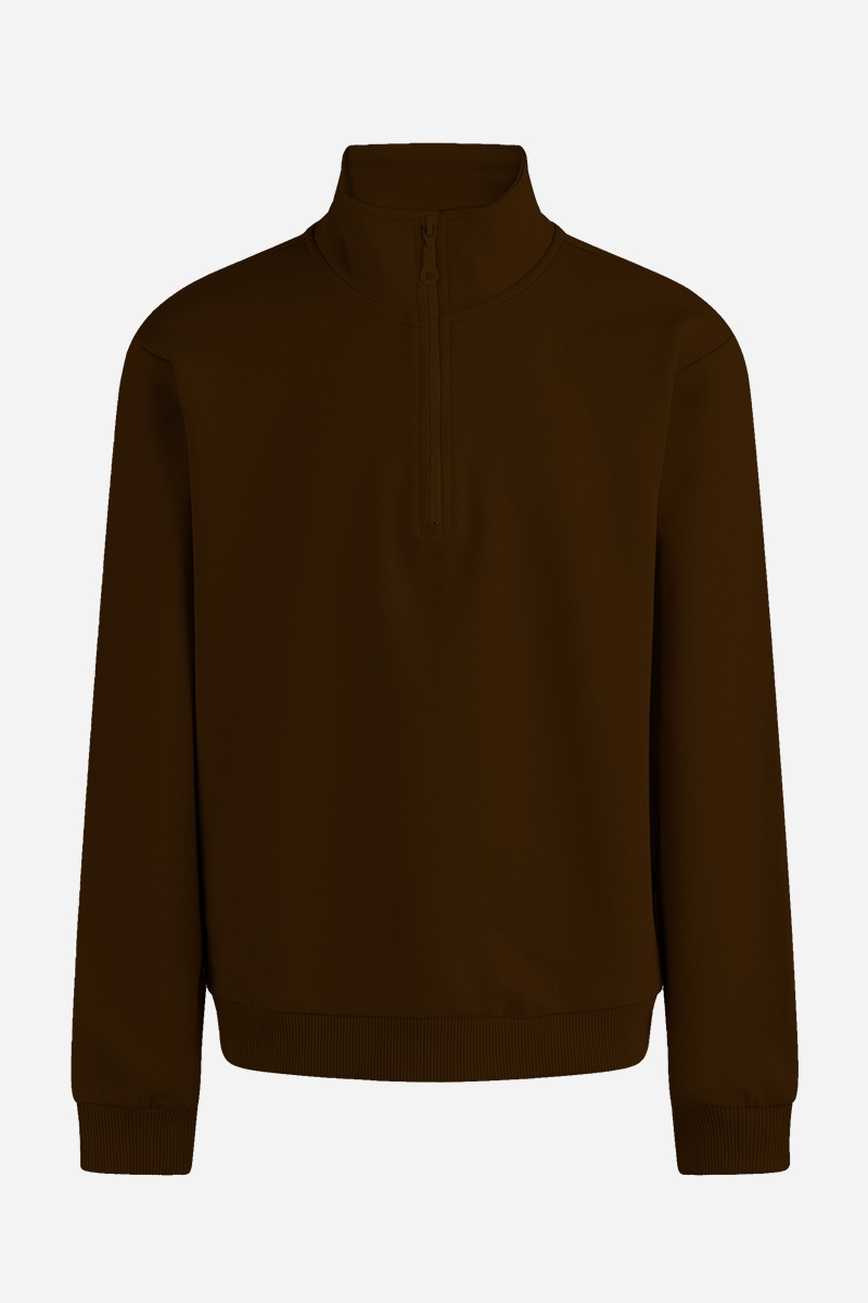 Grunt Sweatshirt - Delfo Half Zip - Brown