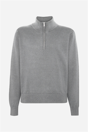 Grunt Ludvig Half Zip Knit - Grey Melange