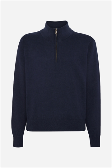 Grunt Ludvig Half Zip Knit - Navy