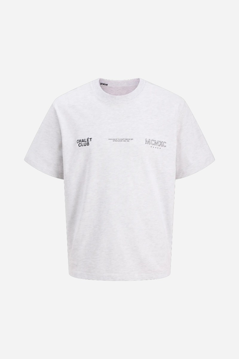 Jack & Jones JCOCrest Front Print Tee SS Crew Neck - White Melange
