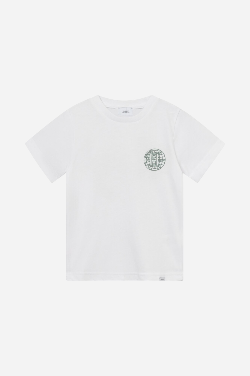 Les Deux Globe T-Shirt - White/Dark Ivy Green