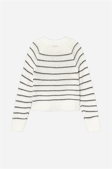 LMTD Nagilo LS O-neck Knit - White Alyssum / Black Stripe