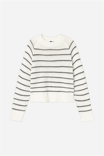 LMTD Nagilo LS O-neck Knit - White Alyssum / Black Stripe