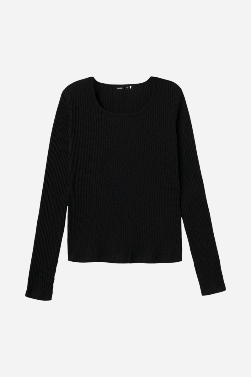 LMTD Ninusa LS Deep O-neck Top - Black