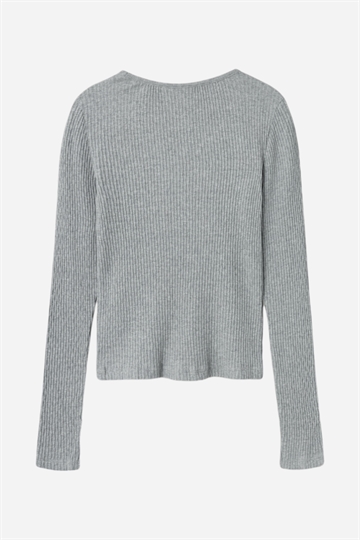 LMTD Ninusa LS Deep O-neck Top - Grey Melange