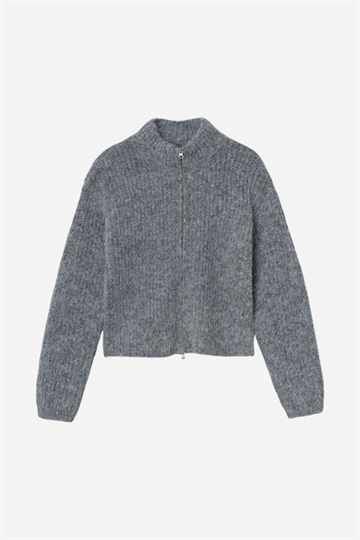 LMTD Nulo LS Short Knit Cardigan - Dark Grey Melange