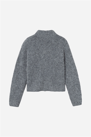 LMTD Nulo LS Short Knit Cardigan - Dark Grey Melange