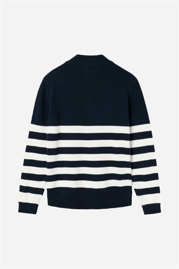 LMTD Nurjo LS Half Zip Knit - Dark Sapphire / White Alyssum