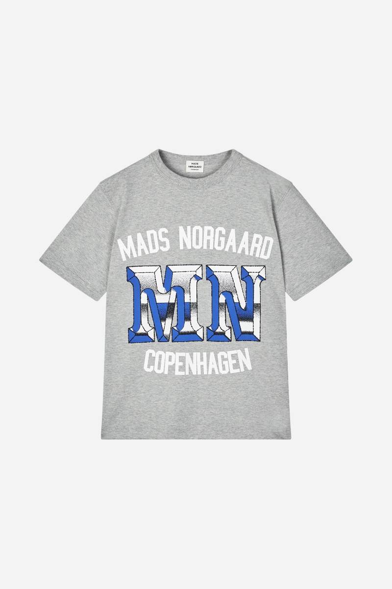 Mads Nørgaard Printed T-shirt - Theo - Light Grey Melange