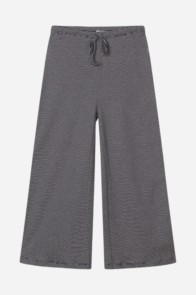 Mads Nørgaard 2x2 Cotton Stripe Verona Pants - Parisian Night / Vanilla Ice