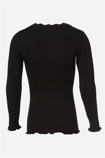Rosemunde Silk L/S T-shirt Lace - Black