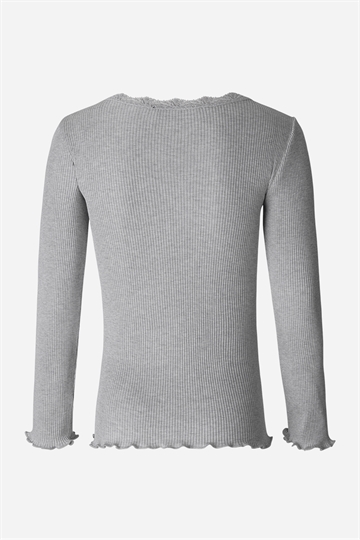 Rosemunde Silk L/S T-shirt Lace - Light Grey Melange 