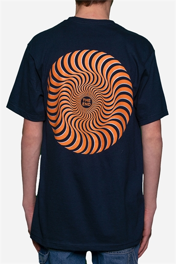 Spitfire T-shirt - Classic Swirl Overlay - Midnight Navy Orange Silver Fleck