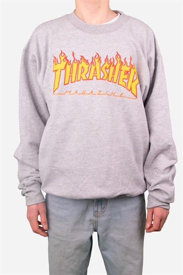 Thrasher Flame Logo Crewneck - Grey