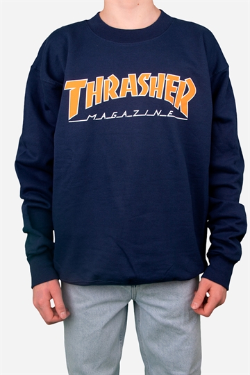 Thrasher Outlined Sweatshirt - Navy / Orange