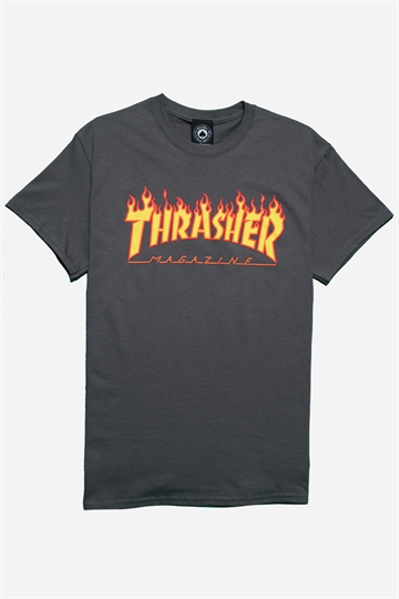 Thrasher T-shirt - Flame - Charcoal Gray