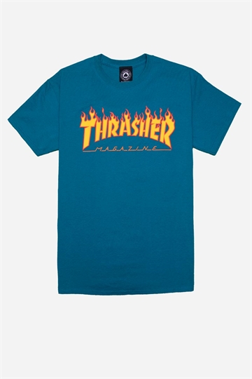 Thrasher T-Shirt - Flame - Galapagos Blue