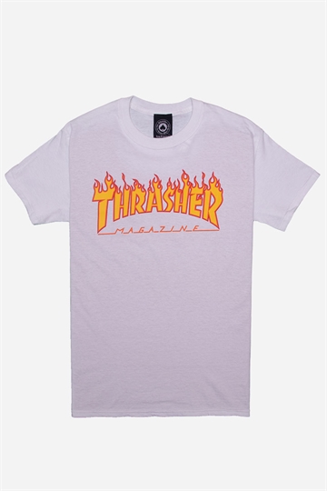 Thrasher T-shirt - Flame - White