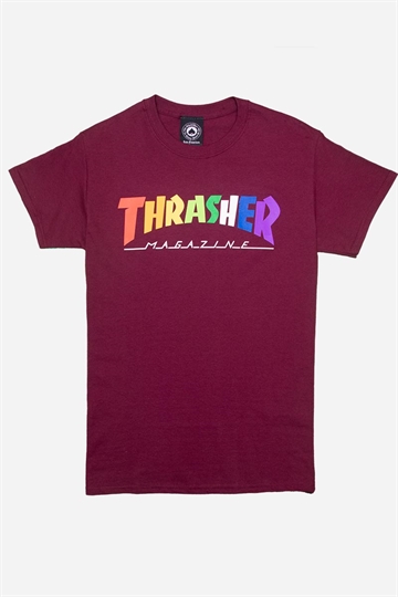 Thrasher T-Shirt - Rainbow Mag - Maroon