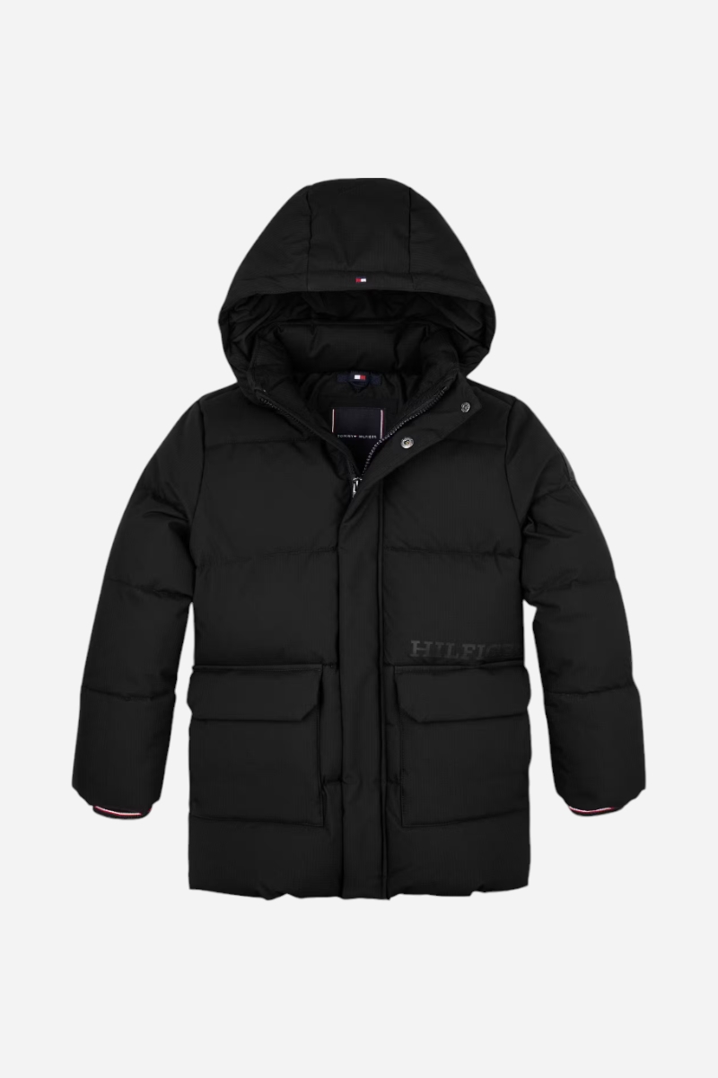 Tommy Hilfiger Monotype Ribstop Puffer Jacket - Black