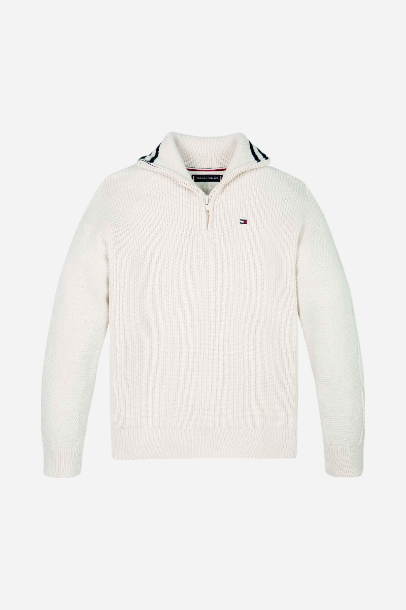 Tommy Hilfiger Turtleneck Half Zip - Ivory Petal