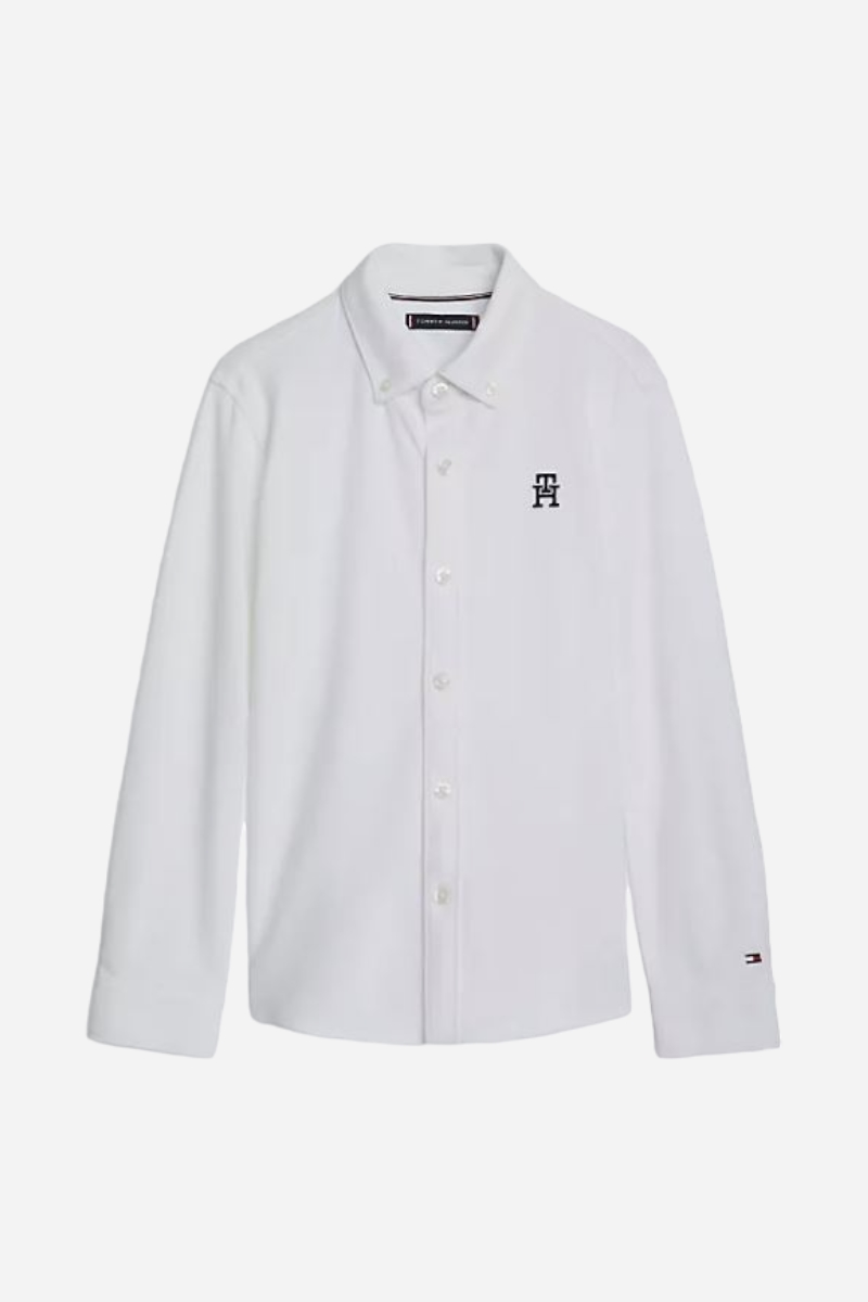 Tommy Hilfiger Monogram Stretch Pique Shirt - White